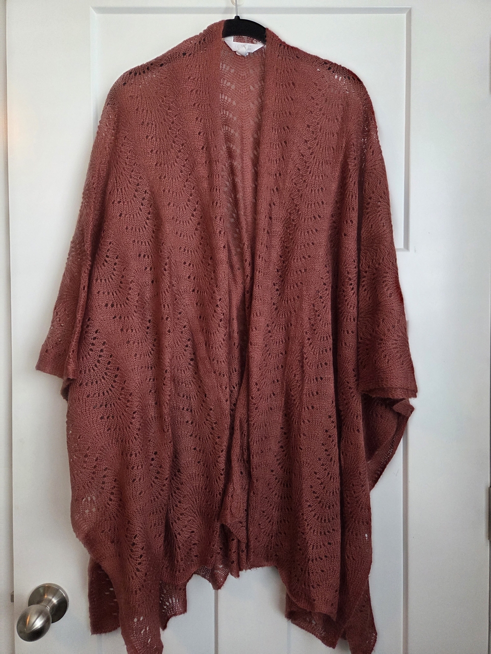 0072.  LC Lauren Conrad Open-Front Knit Poncho in Rusty Rose